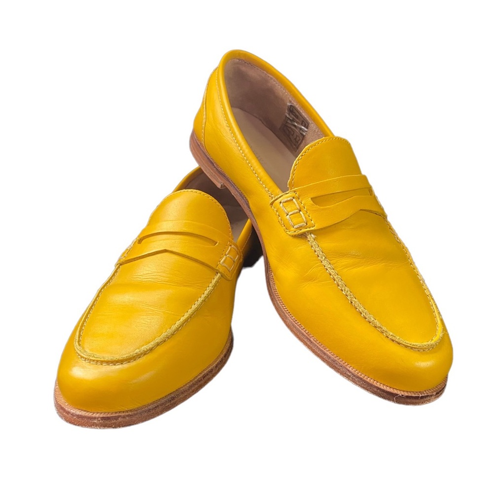 J. Crew Ryan Penny Leather Loafers Smoky Mustard Yellow Women’s Size 7.5